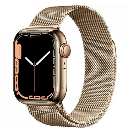 Смарт-годинник Apple Watch Series 7 GPS Cellular 45mm Gold Stainless Steel Case з Gold Milanese Loop (MKJG3, MKJY3) _ USED (ремінь новий) (MKJY3) фото №1