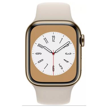 Смарт-годинник Apple Watch Series 8 GPS Cellular 45mm Gold Stainless Steel Case with Starlight Sport Band - M/L (MNW03) фото №2