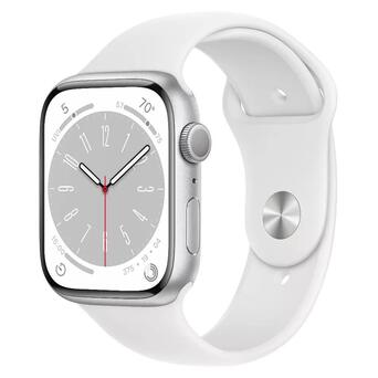 Смарт-годинник Apple Watch Series 8 GPS 41mm Silver Aluminium Case with White Sport Band - S/M (MP6L3) фото №1