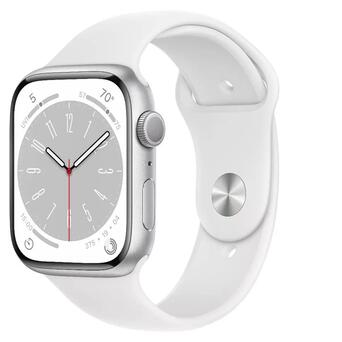 Смарт-годинник Apple Watch Series 8 GPS 45mm Silver Aluminum Case with White Sport Band - M/L (MP6N3, MP6Q3) фото №1