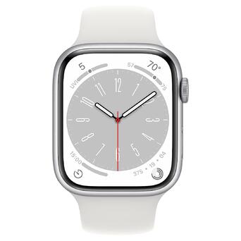 Смарт-годинник Apple Watch Series 8 GPS 45mm Silver Aluminum Case with White Sport Band - M/L (MP6N3, MP6Q3) фото №2