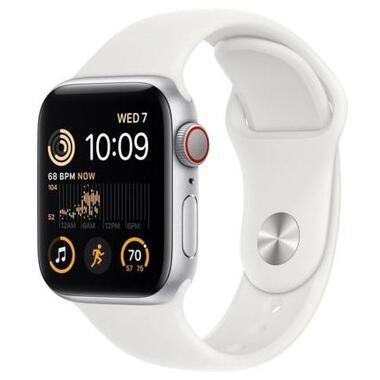 Розумний годинник Apple Watch SE 2 GPS Cellular 44mm Silver Aluminium Case with White Sport Band (MNQ23) фото №1
