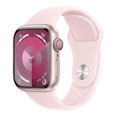 Смарт-годинник Apple Watch Series 9 GPS + Cellular 41mm Pink Alu. Case w. Light Pink Sport Band - S/M (MRHY3) фото №1