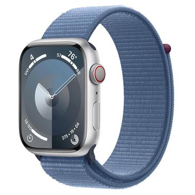 Смарт-годинник Apple Watch Series 9 GPS + Cellular 45mm Silver Aluminum Case with Winter Blue Sport Loop (MRMJ3) фото №1