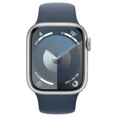 Смарт-часи Apple Watch Series 9 GPS 41mm Silver Alu. Case w. Storm Blue S. Band - M/L (MR913) фото №2