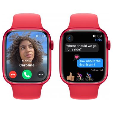 Смарт-часи Apple Watch Series 9 GPS 45mm PRODUCT RED Alu. Case w. PRODUCT RED Sport Band - S/M (MRXJ3) фото №5