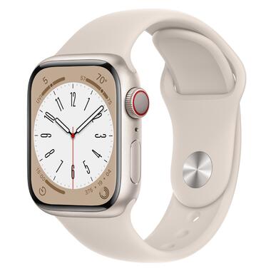 Смарт-годинник Apple Watch Series 8 GPS + Cellular 45mm Smart Watch w/Starlight Aluminum Case with Starlight Sport Band - S/M (MNVP3) фото №1