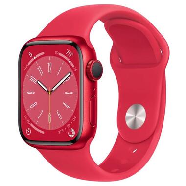 Смарт-годинник Apple Watch Series 8 GPS 41mm Red Aluminium with Red Sport Band (MNP73, MNPF3) фото №1