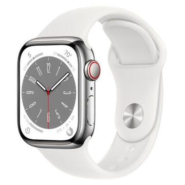 Смарт-годинник Apple Watch Series 8 GPS 45mm Silver Aluminium with White Sport Band S/M (MP6P3)  фото №3
