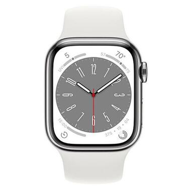 Смарт-годинник Apple Watch Series 8 GPS 45mm Silver Aluminium with White Sport Band S/M (MP6P3)  фото №1