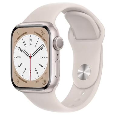 Смарт-годинник Apple Watch Series 8 45mm (GPS) Starlight Aluminum Case with Starlight Sport Band - Size S/M (MNP93/MNUQ3)(MPLV3)  фото №1
