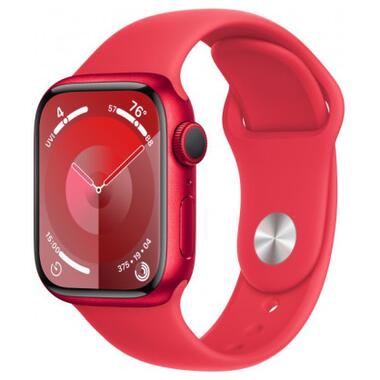 Смарт-годинник Apple Watch Series 9 GPS 41mm (PRODUCT)RED Aluminium Case with (PRODUCT)RED Sport Band - M/L (MRXH3QP/A) фото №1