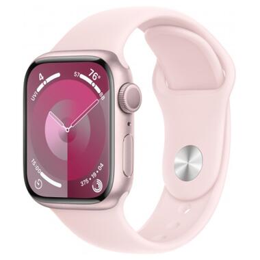 Смарт-годинник Apple Watch Series 9 GPS 41mm Pink Aluminium Case with Light Pink Sport Band - M/L (MR943QP/A) фото №1