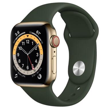 Смарт-годинник Apple Watch Series 6 GPS + Cellular 40mm Gold Stainless Steel Case w. Cyprus Green Sport B. (M02W3) *US фото №1