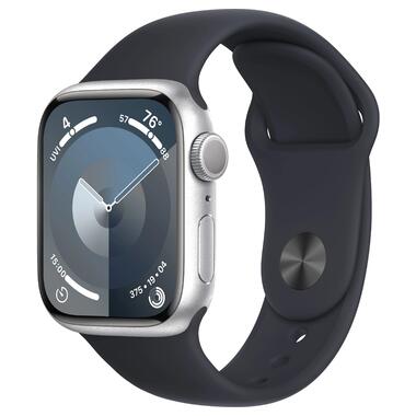 Смарт-годинник Apple Watch Series 9 GPS 41mm Silver Aluminum Case with Midnight Sport Band S/M (MR9M3, MT2R3) *US фото №1