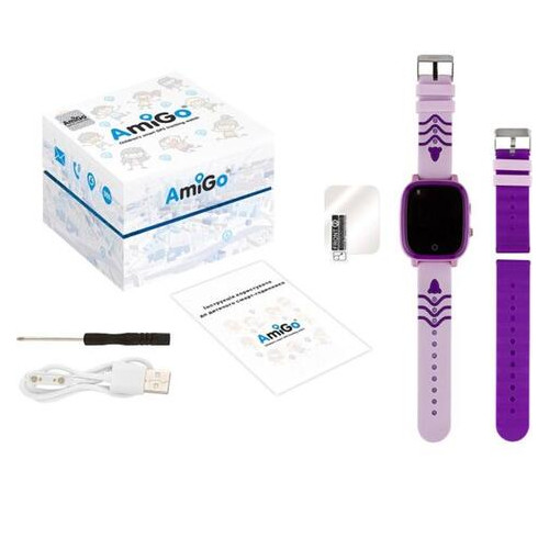 Дитячий смарт-годинник AmiGo GO005 4G WIFI Thermometer Purple фото №9