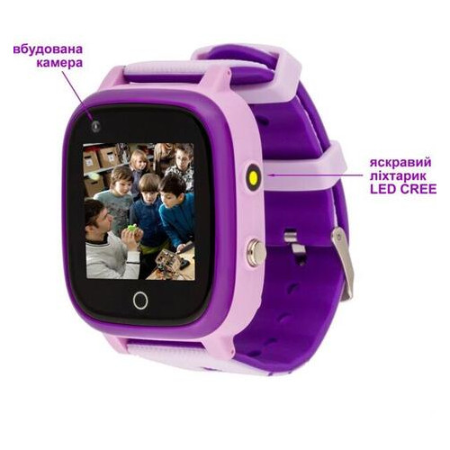 Дитячий смарт-годинник AmiGo GO005 4G WIFI Thermometer Purple фото №8