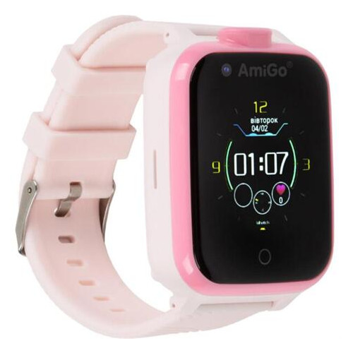 Дитячий смарт-годинник AmiGo GO006 GPS 4G WIFI Videocall Pink фото №1