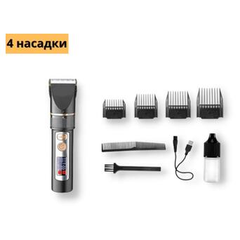 Професійна акумуляторна машинка для стрижки волосся з насадками XRPO KM-5073 чорна (40961-KM-5073) фото №2