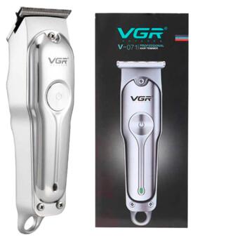 Бездротова машинка для стрижки волосся, вусів та бороди з USB зарядкою VGR V-071 срібляста 5W (24322-V-071_277) фото №3