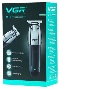Машинка для стрижки волосся (триммер) бездротова з USB зарядкою VGR V-171 чорна 5W (24325-V-171_363) фото №6