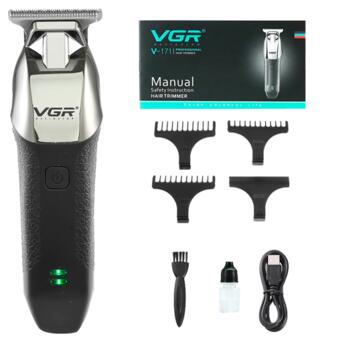 Машинка для стрижки волосся (триммер) бездротова з USB зарядкою VGR V-171 чорна 5W (24325-V-171_363) фото №5