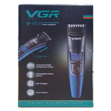 Машинка для стрижки волосся бездротова VGR V-052, Чорний/Синій 49384 фото №5