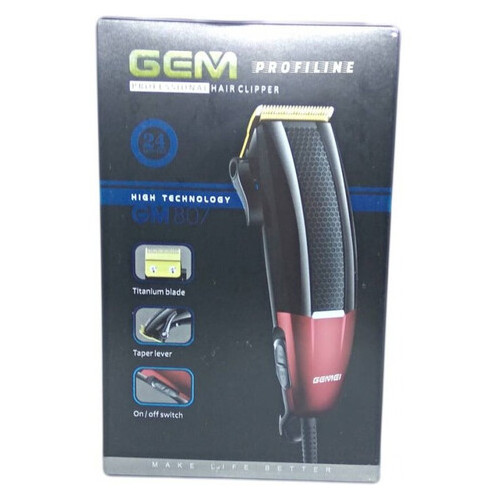 Професійна машинка для стрижки волосся Gemei GM-807 9W, Чорний/Червоний фото №4