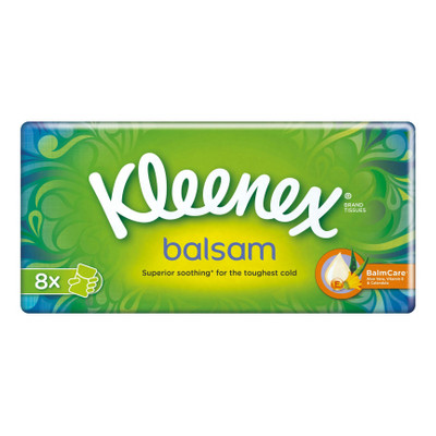 Носові хустки Kleenex Balsam тришарові 8 пачок по 10 шт (5029053002033) фото №1