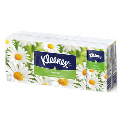 Серветки косметичні Kleenex Aroma з ароматом двошарові ромашки 10 пачок по 10 шт (5901478905277) фото №1