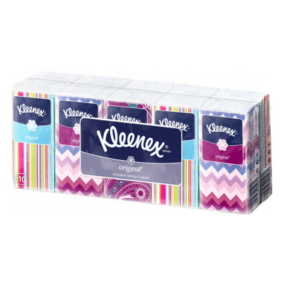 Серветки косметичні Kleenex Original двошарові 10 пачок по 10 шт (5901478905192) фото №1