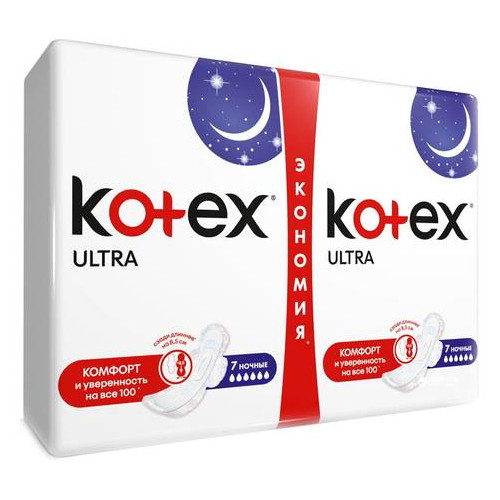 Прокладки Кotex Ultra Dry Night Duo 14 шт (545226) фото №1