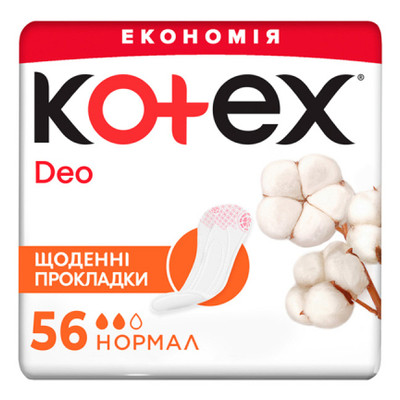 Щоденні прокладки Kotex Normal Deo 56 шт (5029053548234/5029053548098) фото №1