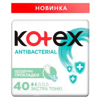 Щоденні прокладки Kotex Antibacterial Extra Thin 40 шт. (5029053549149) фото №1