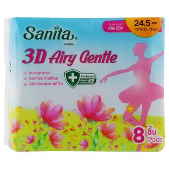 Гігієнічні прокладки Sanita 3D Airy Gentle Slim Wing 24.5 см 8 шт (8850461090704) фото №1