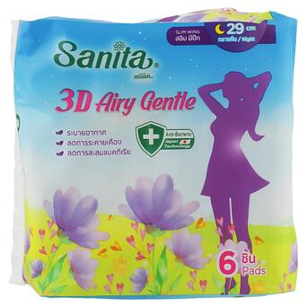 Гігієнічні прокладки Sanita 3D Airy Gentle Slim Wing 29 см 6 шт (8850461090742) фото №1
