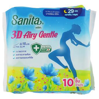 Гігієнічні прокладки Sanita 3D Airy Gentle Ultra Slim Wing 29 см 10 шт (8850461090841) фото №1