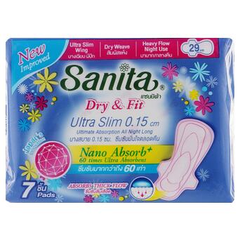 Гігієнічні прокладки Sanita Dry & Fit Ultra Slim Wing 29 см 7 шт (8850461601634) фото №1