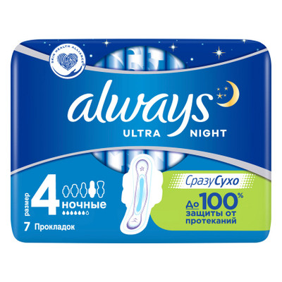 Гігієнічні прокладки Always Ultra Night 7 шт (4015400041603) фото №1