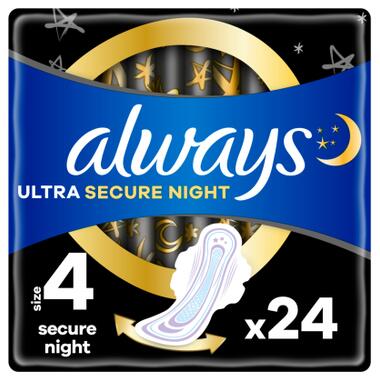 Гігієнічні прокладки Always Ultra Secure Night (Розмір 4) 24 шт. (8006540093764) фото №1
