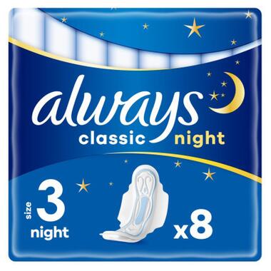 Гігієнічні прокладки Always Classic Night Розмір 3 8 шт. (4015400260837) фото №1