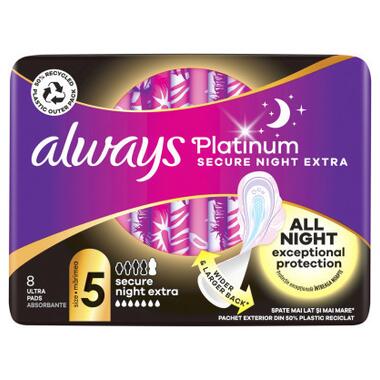 Гігієнічні прокладки Always Platinum Secure Night Extra Розмір 5 8 шт. (8700216186742) фото №2