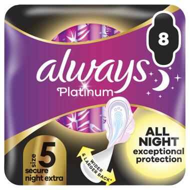 Гігієнічні прокладки Always Platinum Secure Night Extra Розмір 5 8 шт. (8700216186742) фото №1