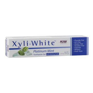 Зубна паста NOW Xyli White Toothpaste Gel with Baking Soda 181 г платинова м'ята фото №1