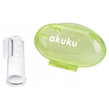 Дитяча зубна щітка Akuku силіконова масажер для ясен зелений (A0264) фото №1