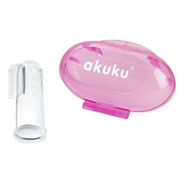 Дитяча зубна щітка Akuku силіконова масажер для ясен рожевий (A0265) фото №1
