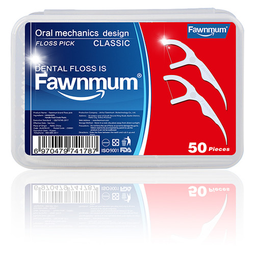 Зубна нитка-флосс Fawnmum Floss-Pick Classic BOX (50шт) фото №2