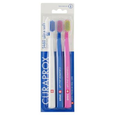 Зубна щітка Curaprox CS 5460 Ultra Soft Ультрам'яка Біла + Синя + Рожева 3 шт. (CS 5460/3-01) фото №1