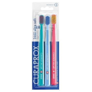 Зубна щітка Curaprox CS 5460 Ultra Soft Ультрам'яка Бірюзова + Блакитна + Рожева 3 шт. (CS 5460/3-02) фото №1