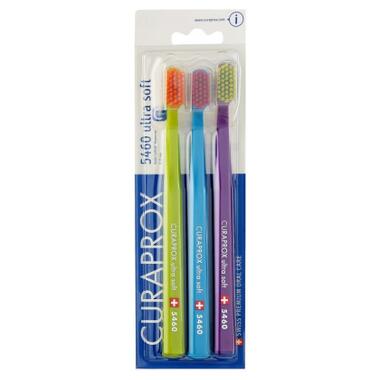 Зубна щітка Curaprox CS 5460 Ultra Soft Ультрам'яка Салатова + Синя + Фіолетова 3 шт. (CS 5460/3-03) фото №1